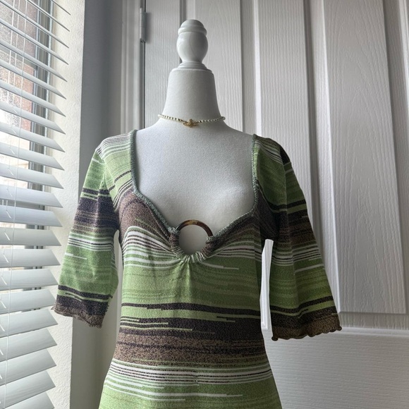 Veronica Beard Kante Knit Green and Brown Dress - Picture 4 of 7